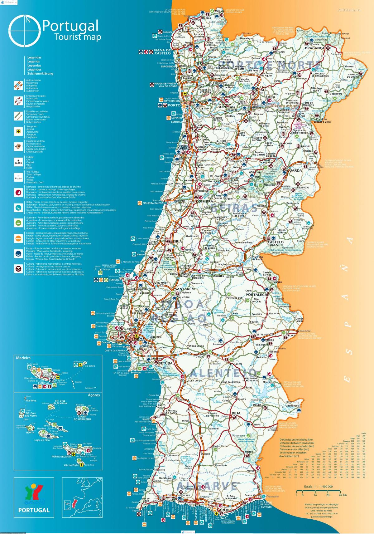 Portugal attractie kaart