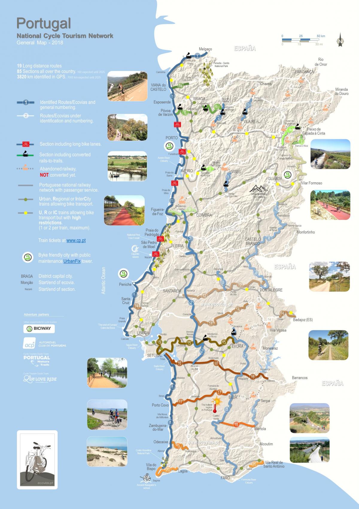 kaart van Portugal fietsen