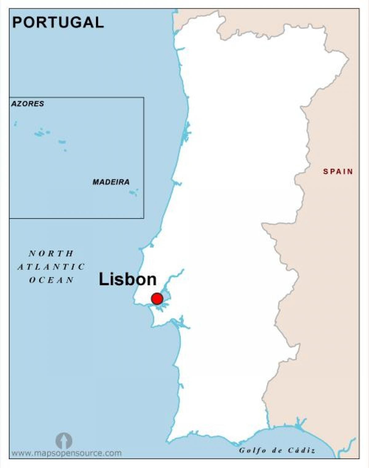 de hoofdstad van Portugal kaart