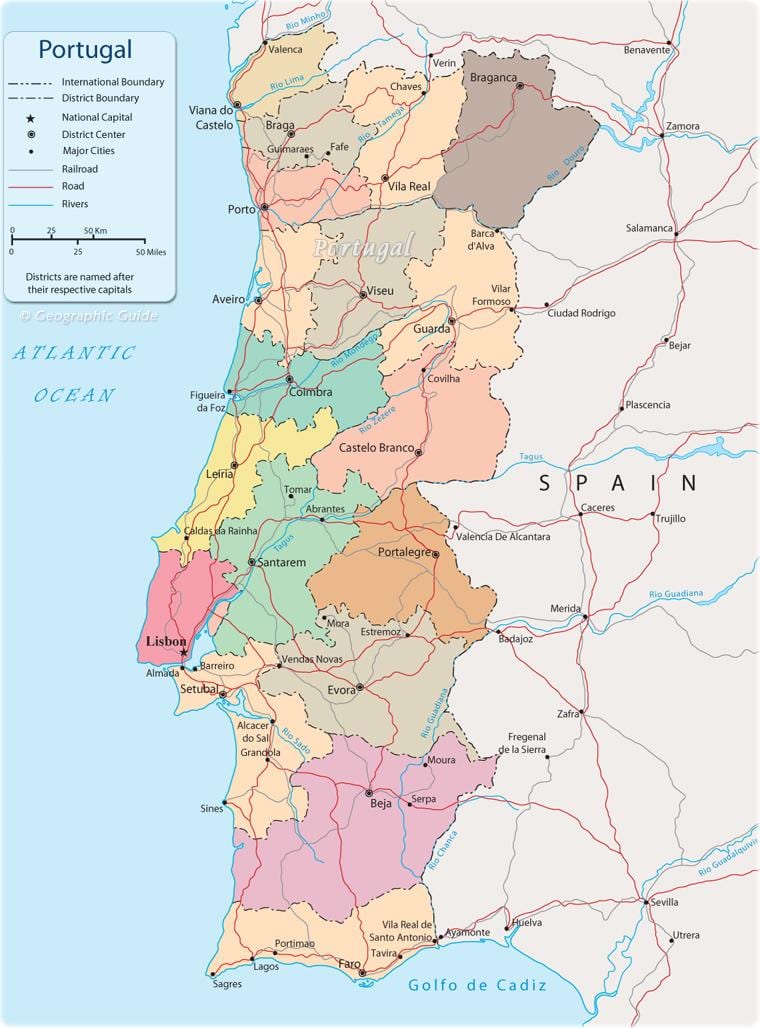 politieke kaart van Portugal