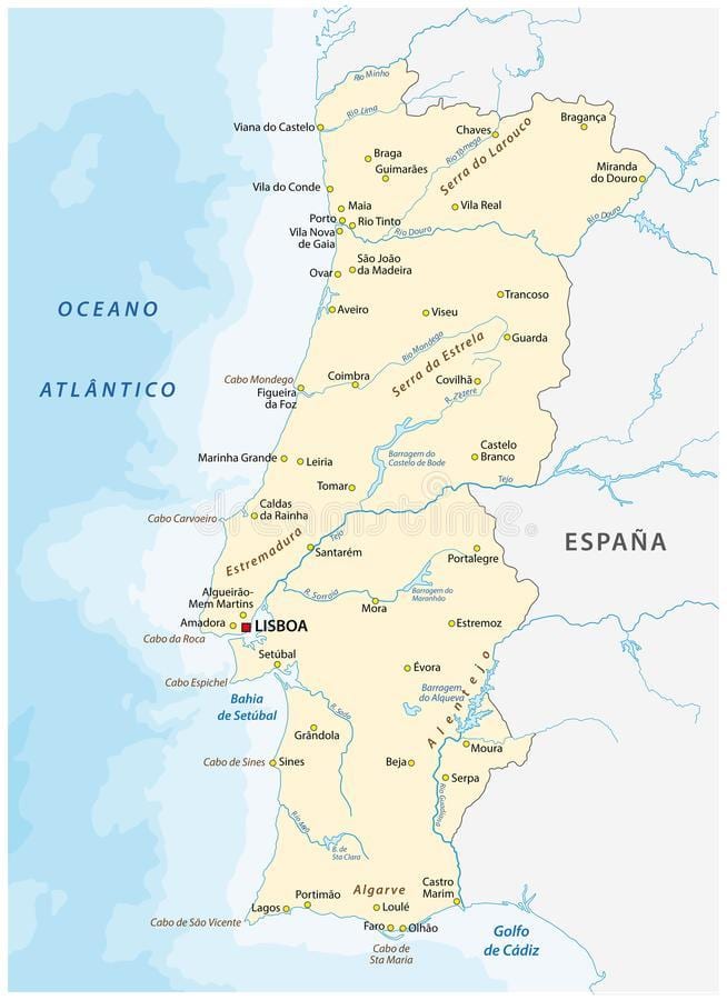 Portugal rivier de kaart