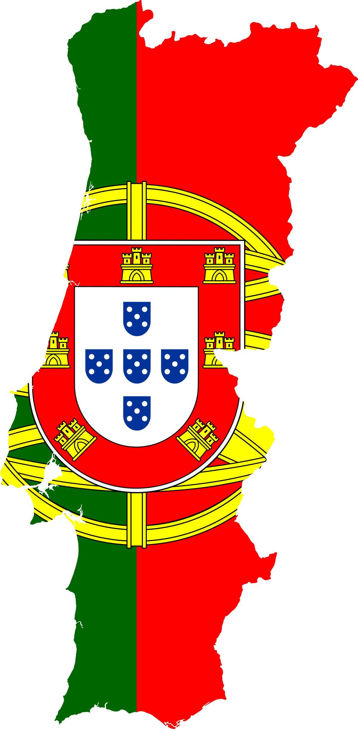 Portugal vlag van de kaart