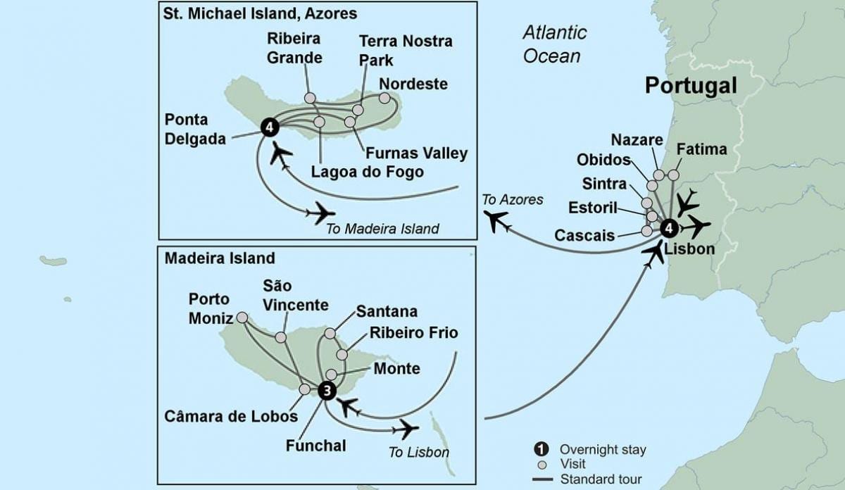 kaart van de portugese eilanden