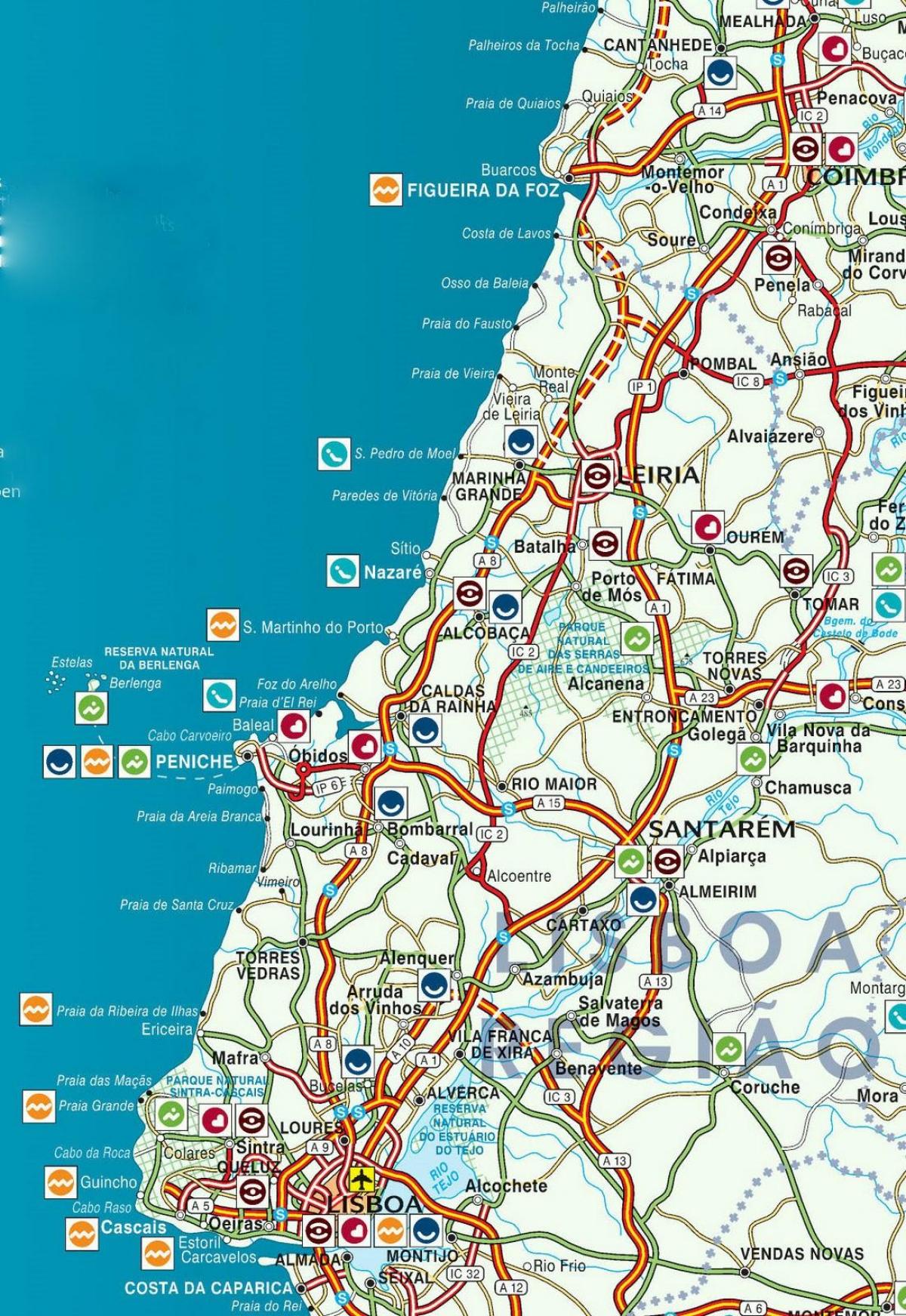 kaart van Portugal Silver coast