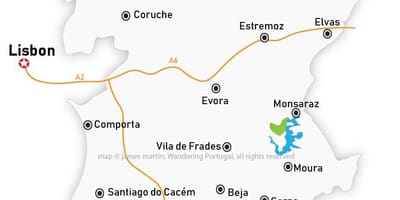 Kaart van de Alentejo regio van Portugal