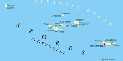 Kaart van de Azoren, Portugal