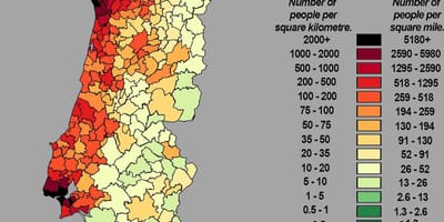 Bevolking kaart van Portugal