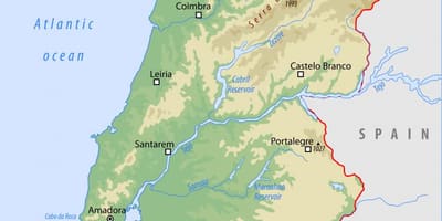 Fysieke kaart van Portugal