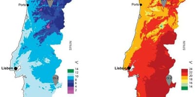 Klimaat kaart van Portugal