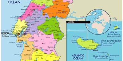 Provincies van Portugal kaart