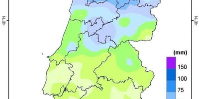 Kaart van Portugal regen